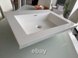 Lusso Stone Volini Polished White vanity unit & sink, 600mm slight seconds