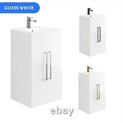 Luxury 500mm Floor Bathroom Vanity Unit Basin Sink Cabinet Two Door & Tap Set