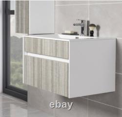Luxury 800mm Ash Single Drawer Bathroom Furniture Wall Hung Vanity Unit + Basin