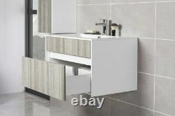 Luxury 800mm Ash Single Drawer Bathroom Furniture Wall Hung Vanity Unit + Basin