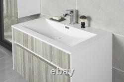 Luxury 800mm Ash Single Drawer Bathroom Furniture Wall Hung Vanity Unit + Basin