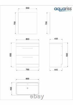 Luxury 800mm Floor Standing Bathroom Vanity Unit Furniture, Basin & FREE Mirror