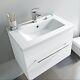 Luxury Bathroom 600mm White Wall Hung Vanity Unit + Ceramic Basin + 1 Drawer L2