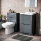 Lyndon 500mm 2 Drawer Vanity Basin Unit, Wc Unit & Elso Back To Wall Toilet Grey