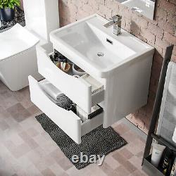 Lyndon 600mm Bathroom Furniture White Resin Basin Vanity Storage Unit Suite
