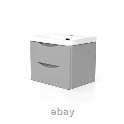 Lyndon 600mm Bathroom Wall Hung Storage Furniture Grey Basin Sink Vanity Unit