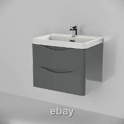 Lyndon Bathroom Light Grey Wall Hung Storage Furniture Basin Vanity Unit 600mm