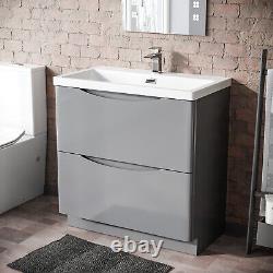 Lyndon Freestanding Modern 800mm MDF Light grey Basin Sink Vanity Unit