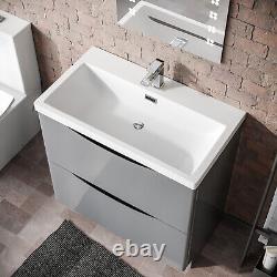 Lyndon Freestanding Modern 800mm MDF Light grey Basin Sink Vanity Unit