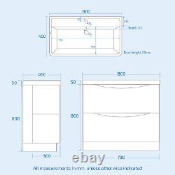 Lyndon Freestanding Modern 800mm MDF Light grey Basin Sink Vanity Unit