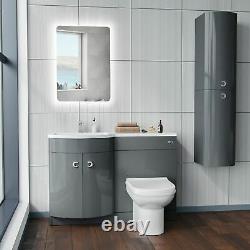 Manifold Bathroom Basin LH Sink Vanity Grey Unit Back To Wall WC Toilet 1100mm