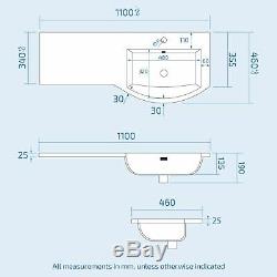 Manifold Bathroom Grey RH Basin Sink Vanity Unit Back To Wall WC Toilet 1100mm