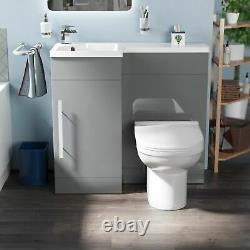 Manifold Bathroom Light Grey LH Basin Sink Vanity Unit WC Back To Wall Toilet