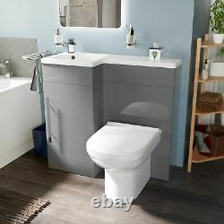 Manifold Bathroom Light Grey LH Basin Sink Vanity Unit WC Back To Wall Toilet
