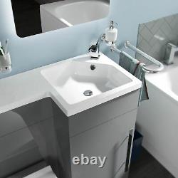 Manifold Bathroom Light Grey RH Basin Sink Vanity Unit WC Back To Wall Toilet
