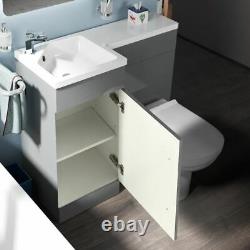 Manifold Bathroom Light Grey RH Basin Sink Vanity Unit WC Back To Wall Toilet