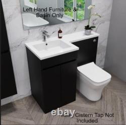 Matt Black Bathroom Furniture 1100mm L Shape Vanity Unit RH LH Basin