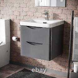 Merton 500mm Wall Hung Basin Vanity Unit Steel Grey