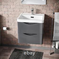 Merton 500mm Wall Hung Basin Vanity Unit Steel Grey