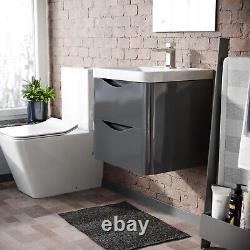 Merton 500mm Wall Hung Basin Vanity Unit Steel Grey