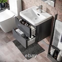 Merton 500mm Wall Hung Basin Vanity Unit Steel Grey