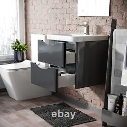 Merton 500mm Wall Hung Basin Vanity Unit Steel Grey