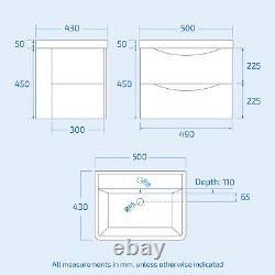 Merton 500mm Wall Hung Basin Vanity Unit Steel Grey