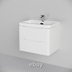 Merton Wall Hung White Gloss Bathroom Vanity Unit Basin Cabinet 600