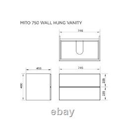 Mito Luxury Modern Bathroom Vanity Unit 750mm Dove Grey Pre Assembled