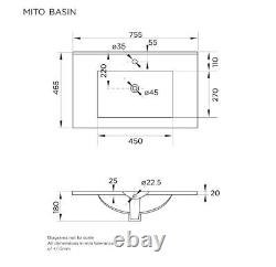 Mito Luxury Modern Bathroom Vanity Unit 750mm Dove Grey Pre Assembled