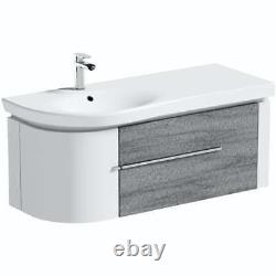 Mode Burton white & grey ice stone wall hung vanity unit and basin 1200mm