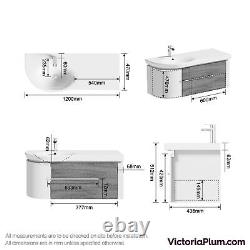 Mode Burton white & grey ice stone wall hung vanity unit and basin 1200mm