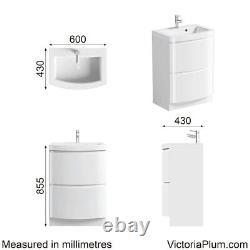 Mode Harrison white floorstanding vanity drawer unit and basin 600mm