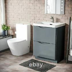 Modern 600 mm Grey Basin Sink Vanity and Close Coupled Toilet Lyndon