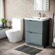 Modern 600 Mm Grey Basin Sink Vanity And Close Coupled Toilet Lyndon