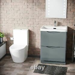 Modern 600 mm Grey Basin Sink Vanity and Close Coupled Toilet Lyndon