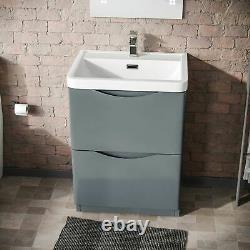 Modern 600 mm Grey Basin Sink Vanity and Close Coupled Toilet Lyndon