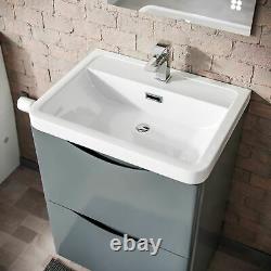 Modern 600 mm Grey Basin Sink Vanity and Close Coupled Toilet Lyndon