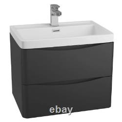 Modern Anthracite Bathroom Furniture Units Cabinets Basin Vanity WC 2 Draw Bali