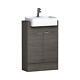 Modern Bathroom 600mm Floor Standing Vanity Unit 2 Door Semi Recessed Basin Sink