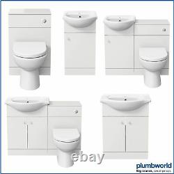 Modern Bathroom Basin Sink Vanity Toilet WC Concealed Cistern Unit Matte White