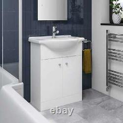 Modern Bathroom Basin Sink Vanity Toilet WC Concealed Cistern Unit Matte White