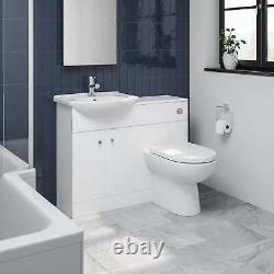Modern Bathroom Basin Sink Vanity Toilet WC Concealed Cistern Unit Matte White