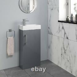 Modern Bathroom Basin Sink Vanity Unit Furniture 1 Tap Hole 400mm Gloss Grey