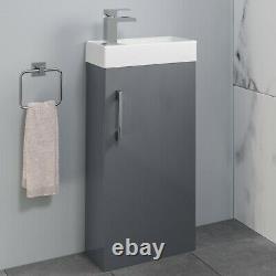 Modern Bathroom Basin Sink Vanity Unit Furniture 1 Tap Hole 400mm Gloss Grey