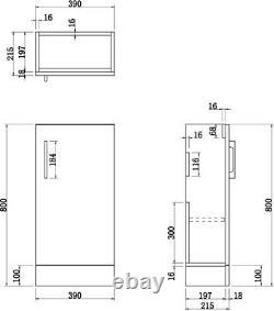 Modern Bathroom Basin Sink Vanity Unit Furniture 1 Tap Hole 400mm Gloss Grey