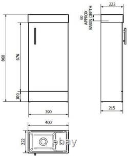 Modern Bathroom Basin Sink Vanity Unit Furniture 1 Tap Hole 400mm Gloss White