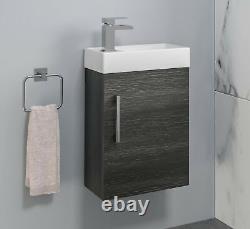 Modern Bathroom Basin Sink Vanity Unit Wall Hung 1 Tap Hole 400mm Charcoal Grey