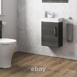 Modern Bathroom Basin Sink Vanity Unit Wall Hung 1 Tap Hole 400mm Charcoal Grey