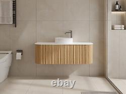 Modern Bathroom Cabinet Vanity Unit And Basin 1200mm Fluted Pre Assembled